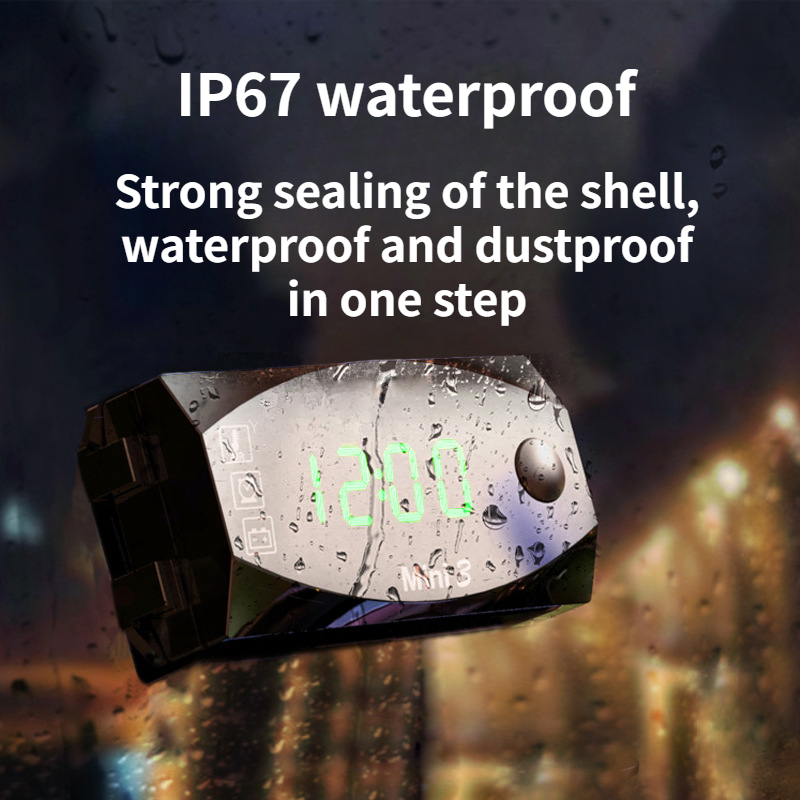3 في 1 12 فولت دراجة نارية ساعة إلكترونية IP67 مقاوم للماء والغبار الفولتميتر LED العرض الرقمي ميزان الحرارة الوقت على مدار الساعة