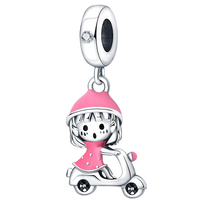 New Fashion Original Cute Animal Star Strawberry Car Beads Love Milk Tea Dog Suitable for Original Pandora Ladies Jewelry Gift