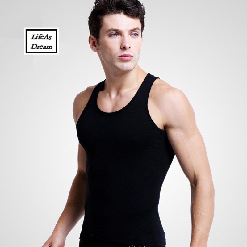 Ropa interior de algodón para hombre, camiseta sin mangas, chaleco muscular sólido, ropa interior de cuello redondo, 3 unids/lote