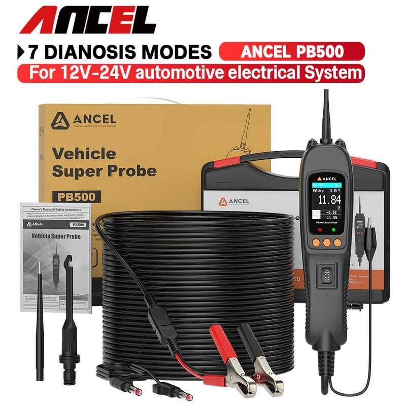 Ancel PB500 Car Battery Tester12V 24V Voltage Power Analyser Power Circuit Tester Probe Kit Electrical System Diagnostic Tool