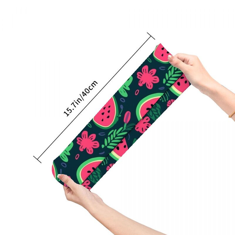 Wassermelone Scheiben und Blätter Herren Damen lustige Crew Socken coole 3D-gedruckte Design Socken Mode bequeme Basketball-Socken