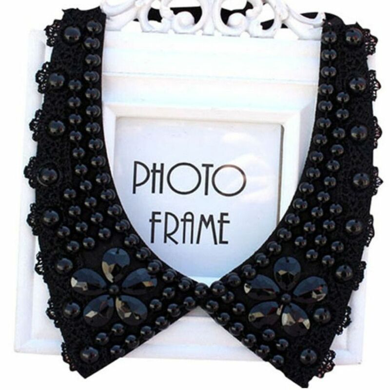 Elegant Pearl Necklace Collar Women Detachable Vintage Lace Pearl Beaded Collar Necklace All-purpose