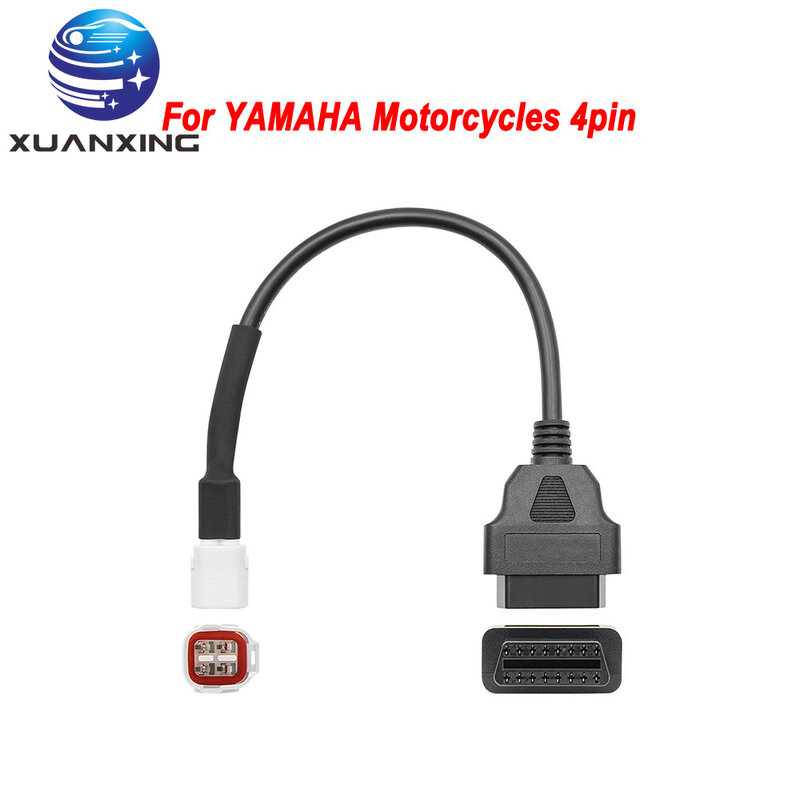 Yamaha-Cable de diagnóstico OBDII para motocicleta, Conector de 4 pines a OBD2, lector de código de error OBD, adaptador de extensión