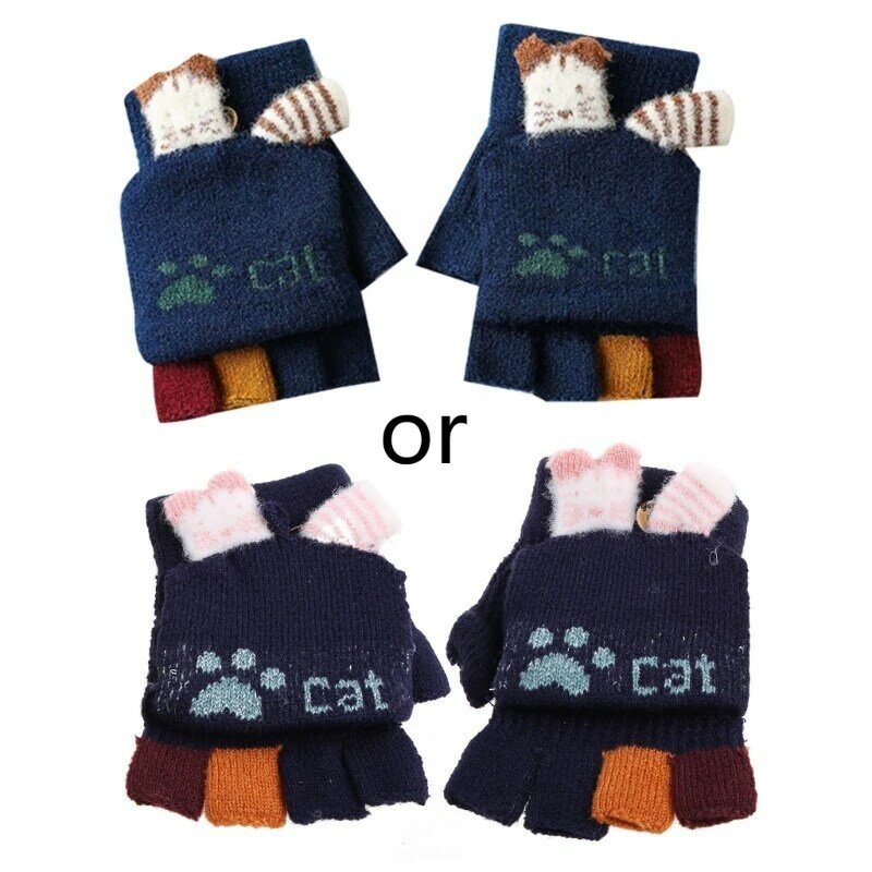 Rękawiczki dziecięce pół palca rękawiczki przytulne Knitting jesień ogrzewacz dłoni dziecko odzież akcesoria maluch Kid zagęszczony rękawiczki G99C
