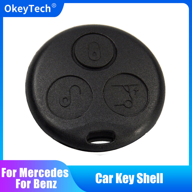 OkeyTech-carcasa de llave Diy para Mercedes Benz, carcasa de llave de 3 botones para Mercedes Benz MB Smart Fortwo 450 Forfour Roadste, reemplazo de funda Fob sin cuchilla