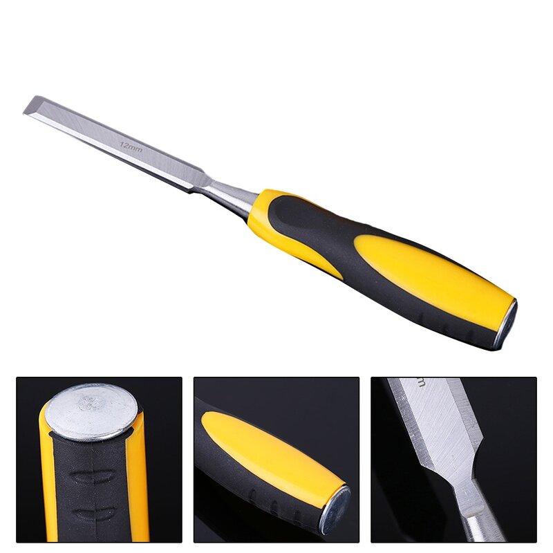 Through-core Woodworking Chisel 1 Pcs 26*5*3mm Black + Yellow High Carbon Steel Two-color Handle For Construction