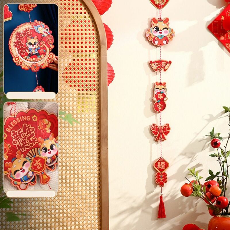 Liontin gantung karakter Fu tradisional, liontin gantung dinding rumbai dekorasi Festival Musim Semi FU berkat suasana rumah