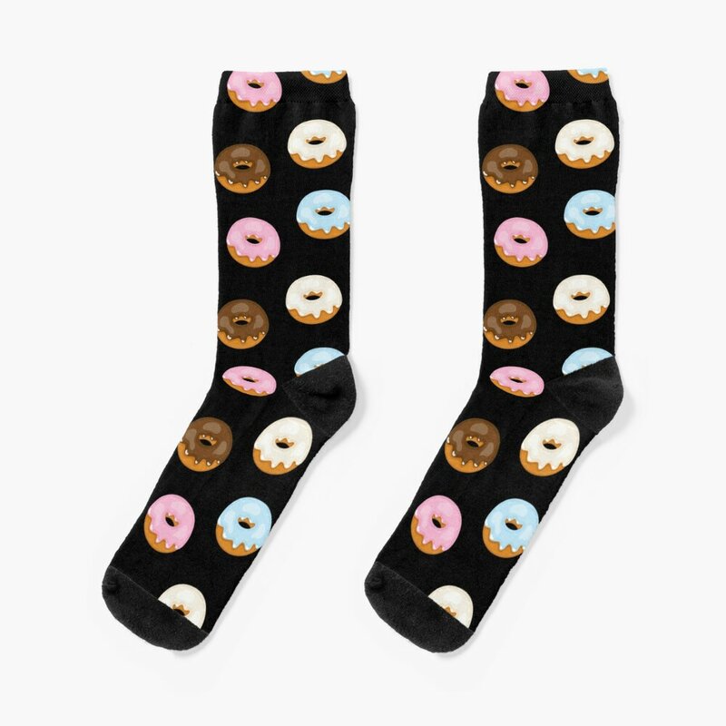 Глазурованные пончики на черных носках, модные носки для регби, роскошные женские носки, мужские