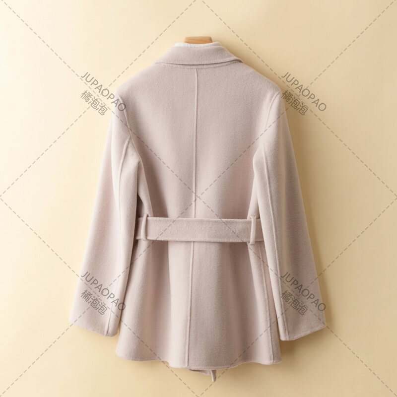 Casaco de veludo dupla face para mulheres, casacos e jaquetas elegantes, roupas de inverno de alta qualidade, tamanho S, M, XL, 100% lã