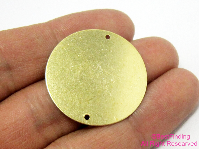 30pcs Brass charms 30mm raw brass round disc Stamping pendant 2 holes R367