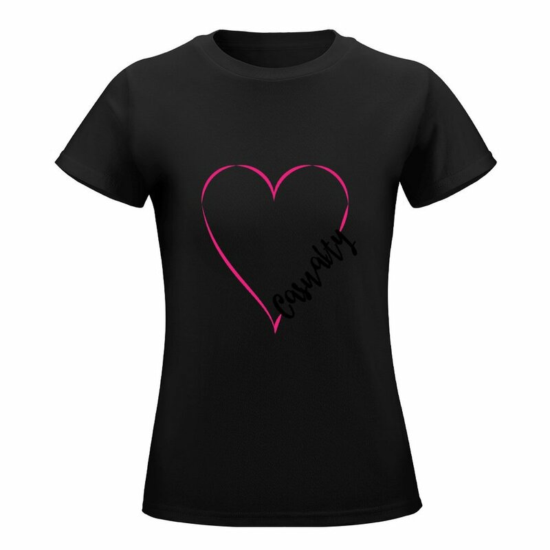 Camiseta con estampado de corazón para mujer, camisetas divertidas para mujer, camisetas negras