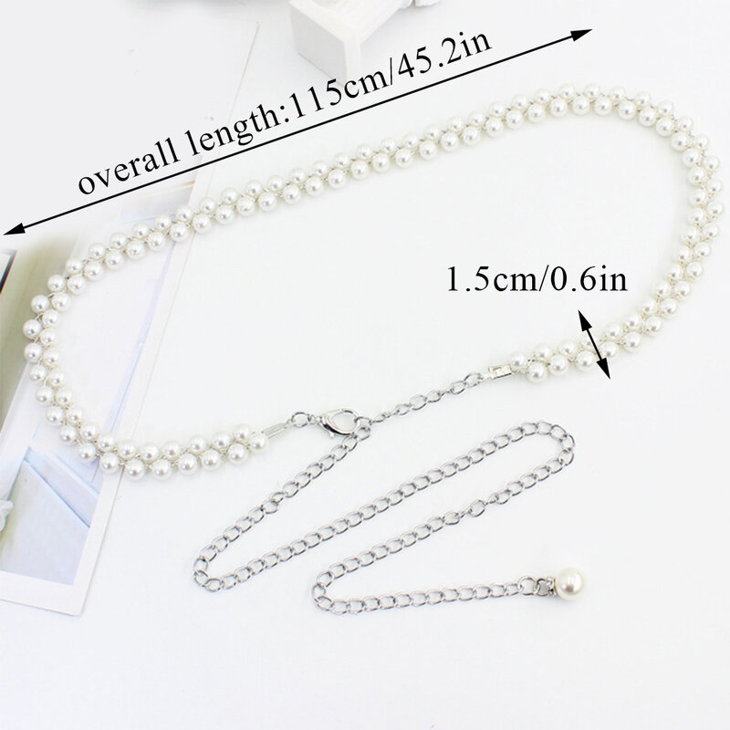 Metall Hüftgurt verstellbare Haken Perlen dünne lange Gürtel Körper Kette Kleid dünne Bund einfache Perlen Perlen Taille Ketten gürtel