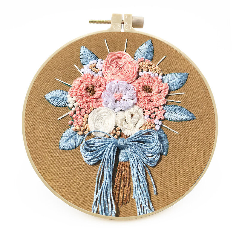 Hadiah YANG BAIK katun Linen kain bordir Hoop kreatif bunga bordir Cross Stitch Diy kain buatan tangan tas bahan