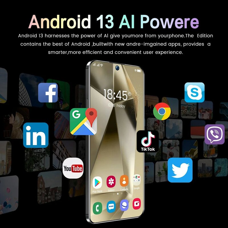 S24ウルトラプラスデュアルSIMスマートフォン、Android 13携帯電話、ロック解除、7.3 hd、16g 1t、72mp、8800mah、新品オリジナル