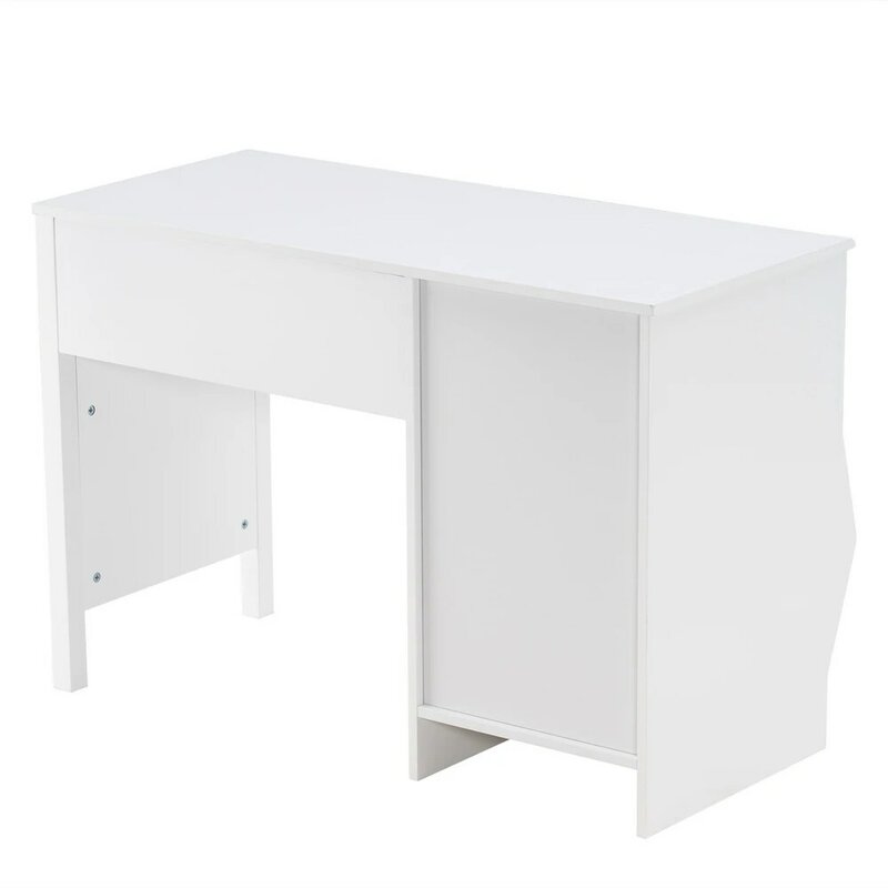 Malowane proste stolik do nauki dla dzieci biurko szkolne dla dzieci białe z szufladami i funkcją przechowywania 108x49x73.5CM[US-Stock]
