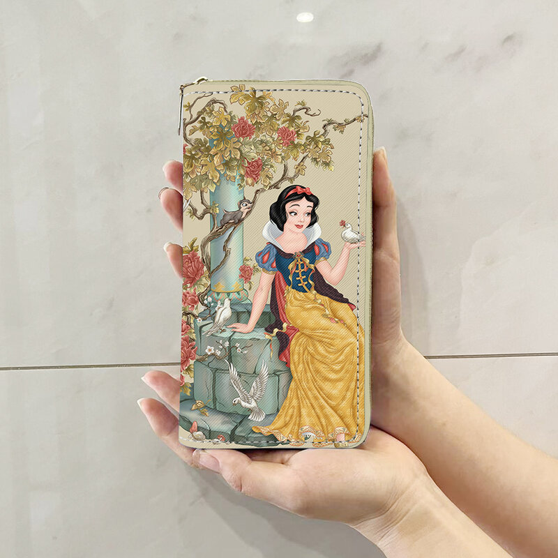 Disney księżniczka piękna i bestia teczki Anime portfel kreskówka zamek błyskawiczny portmonetka casualowe portmonetki pudełko na karty torebka prezent Unisex