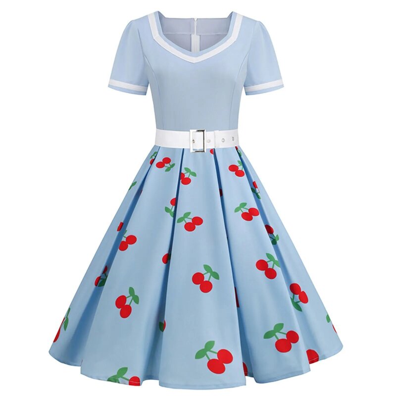 플러스 사이즈 반팔 꽃무늬 프린트 A라인 구김 드레스, 섹시한 이브닝 드레스