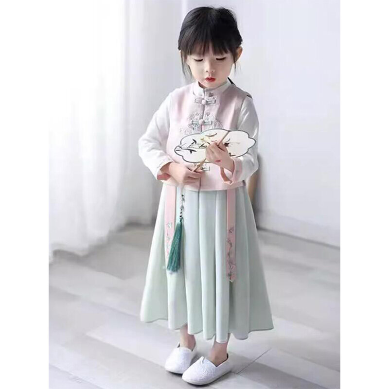 Vestido tradicional Hanfu para crianças, trajes de dança para menina, show de palco chinês antigo, terno Fairy Tang para criança, festa do bebê