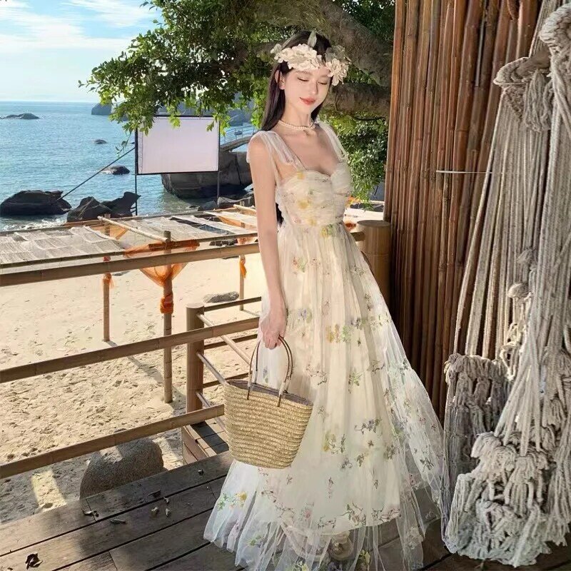 Giyu Fairy Followers corea abito da sposa servizio fotografico Spaghetti Strap abito da sera lungo fino al pavimento abito estivo