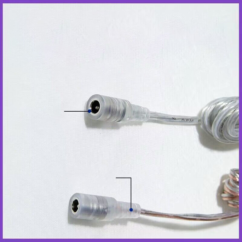 2M 22awg DC 12V Cable Female 304 switch button Connector extension Power supply Cord 5.5xmm2.1mm transparent A7