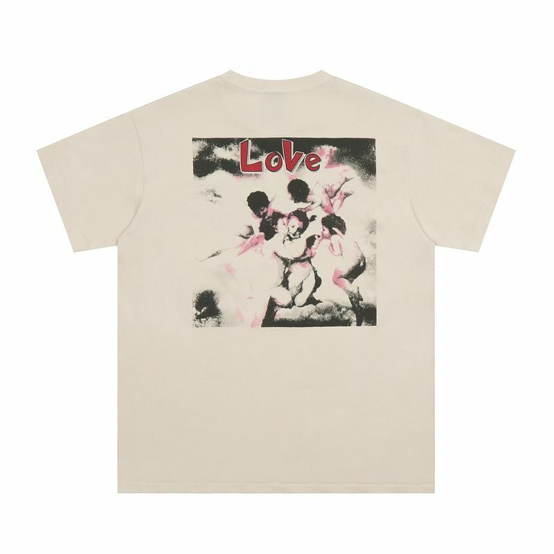 Camiseta com estampa americana do amor do hip-hop feminino, roupa retrô Y2K, manga curta, solta, casual, High Street, feminina, nova