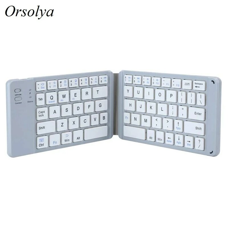 Keyboard Bluetooth Mini dapat dilipat, papan ketik nirkabel dapat diisi ulang, cocok untuk MAC/iOS/PC, Tablet, Laptop