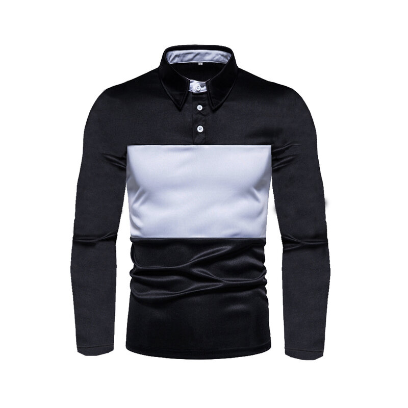 Polo Casual risvolto primavera autunno Business manica lunga nuove magliette Color Block top