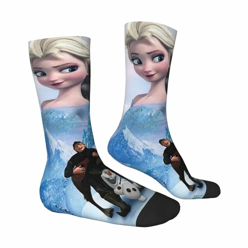 Kaus kaki Anime Frozen pria wanita, kaus kaki Crew uniseks keren motif 3D untuk pria dan wanita
