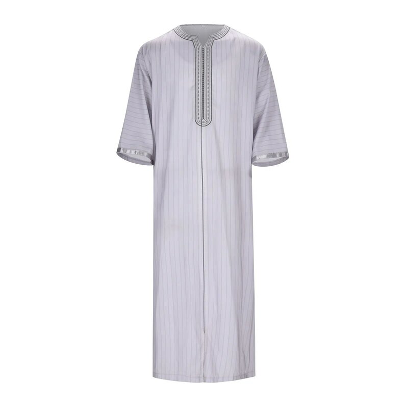 Duurzame Kaftan Arab Moslim Gewaad Mannen Jubba Thobe Lange Mouw Dubai Islamic Etnische Jurk Nachthemden Mode Losse Vrijetijdskleding