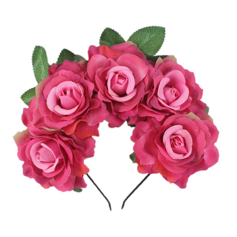 يوم الميت الأحمر الورود الزهور غطاء الرأس للسيدات ، هالوين عقال للفتيات ، الأزهار رباط شعر ، اكسسوارات تأثيري الطرف ، 1 قطعة