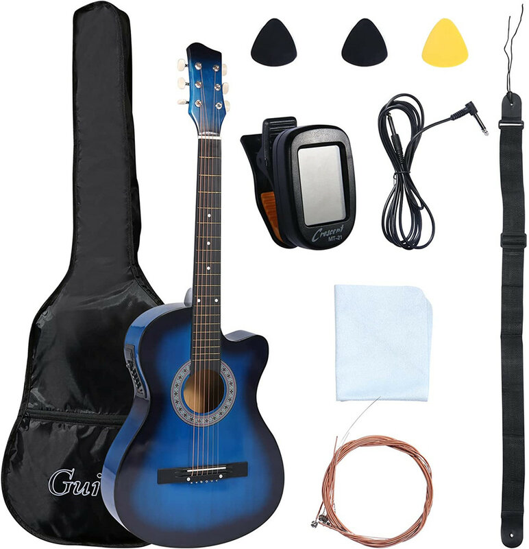 Заводская покупка гитар оптом 38 дюймов OEM акустическая электрическая гитара из ели для всех возрастов