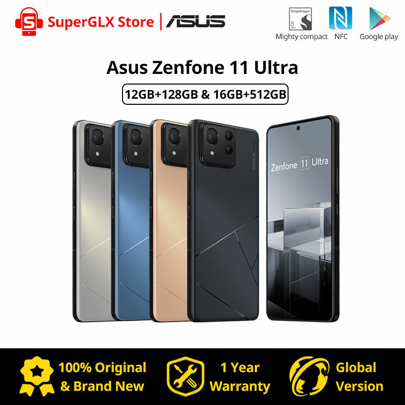 هاتف ذكي ASUS-zenone 11 Ultra ، سناب دراجون 8 Gen 3 ، وشاشة fz AMOLED ، شحن 65 واط ، NFC ، إصدار عالمي ، جديد ،
