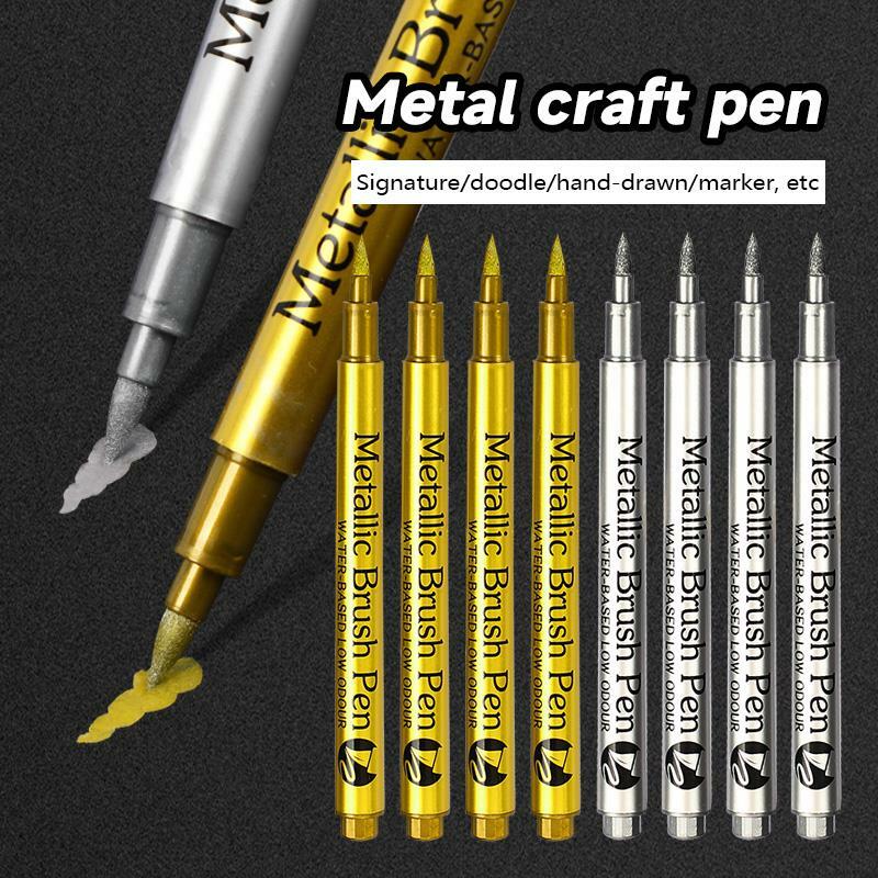 Bolígrafo metálico de resina epoxi, molde de silicona para resaltar, marcador permanente hecho a mano, pintura acrílica, oro y plata