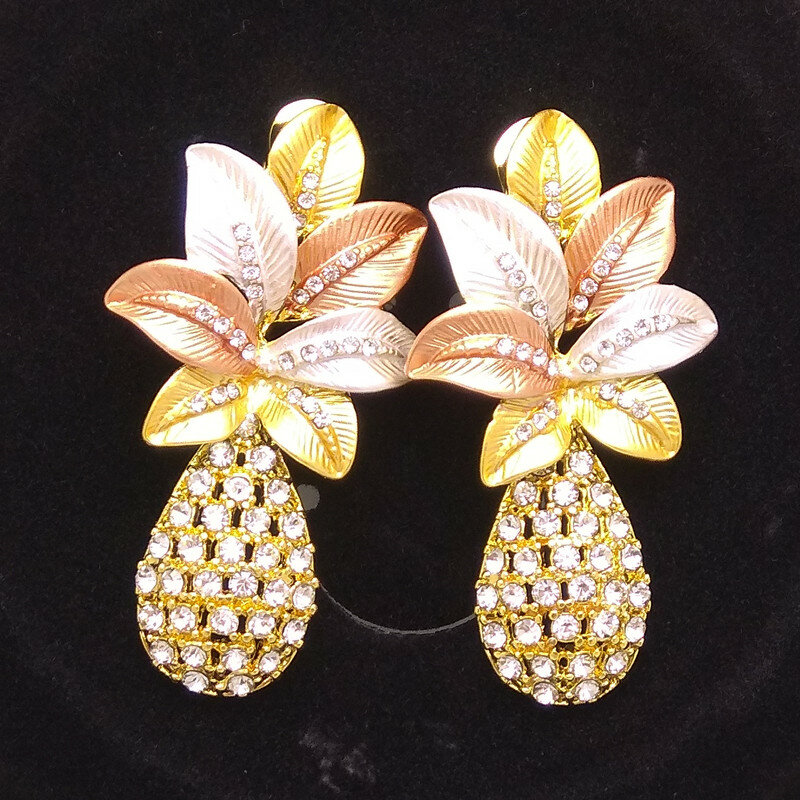 Kingdom Ma-Ensembles de bijoux en cristal amissié pour femmes et filles, collier en or, pendentif fleur, boucles d'oreilles africaines, conception la plus récente