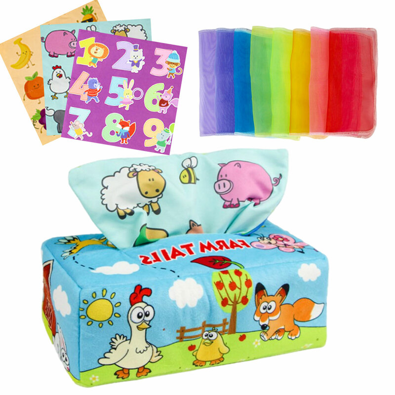 Caixa de tecido sensorial brinquedo educacional montessori brinquedos para bebês montessori brinquedos para bebês malabarismo arco-íris dança cachecóis para