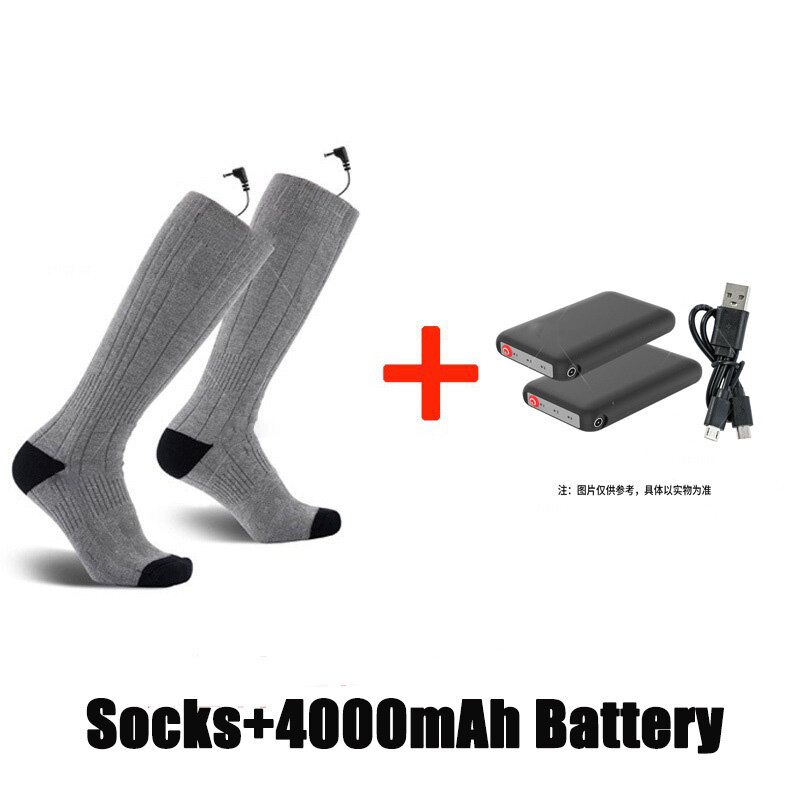 Chaussettes électriques rechargeables, contrôle de la température à trois vitesses, confortables, sports de plein air, hiver