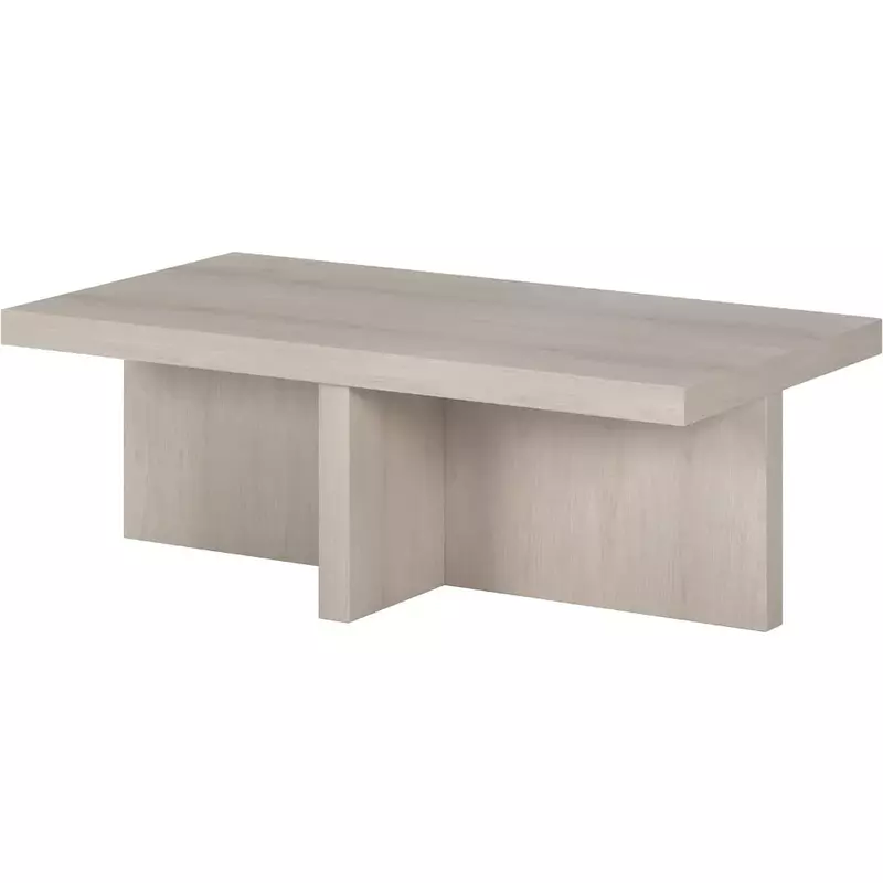 Elna Wood Round Coffee Table, Mesas de Sala, Móveis Escondidos, Branco, 44 "Wide Furniture