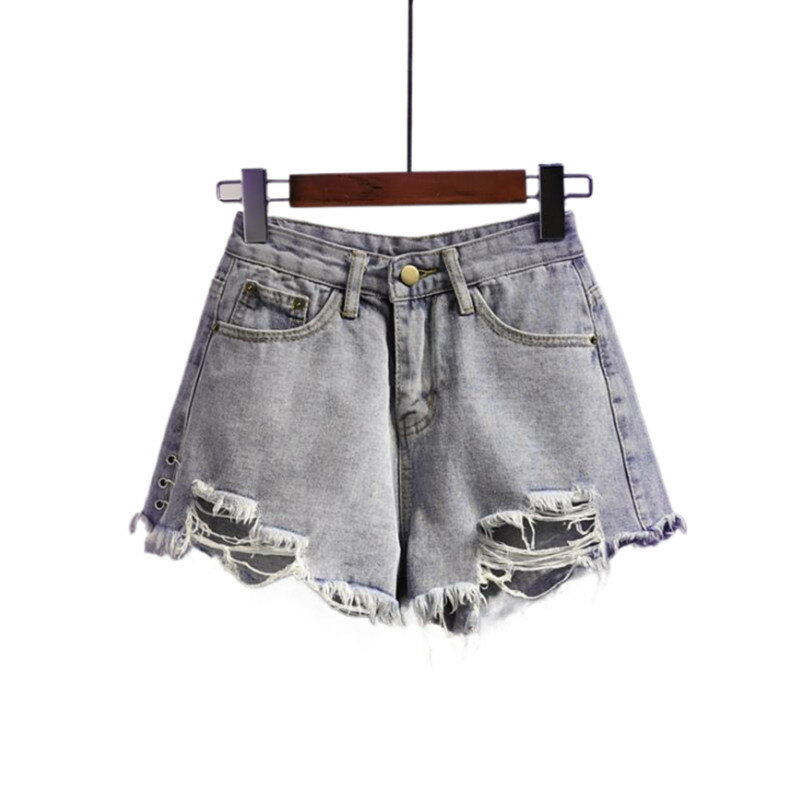 Hoch taillierte Jeans shorts für Damen Sommer neue koreanische Version vielseitige lose breite Bein A-Linie Hot pants