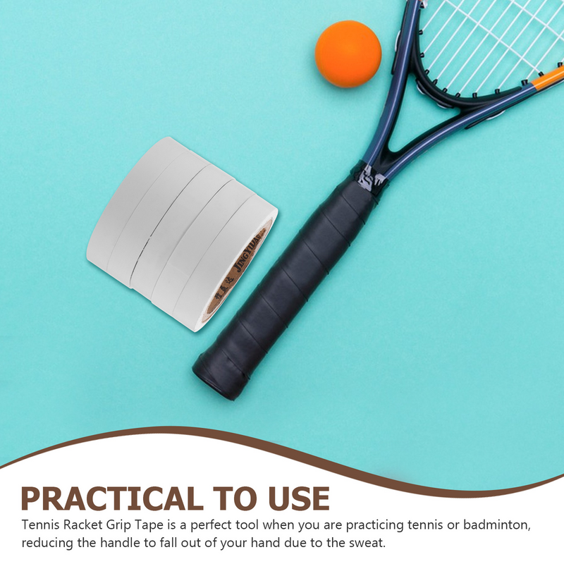 5 Rolls Badminton Sweatband Shuttlecocks Tennis Tape Grip Handle Racket Pvc Wrapping