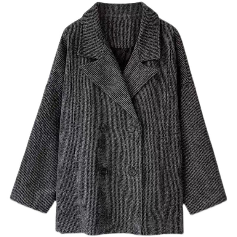 Giacca da donna in lana stile coreano autunno e inverno 2023 nuovo studente sciolto di media lunghezza stile bozzolo cappotto Casual Blazer Top