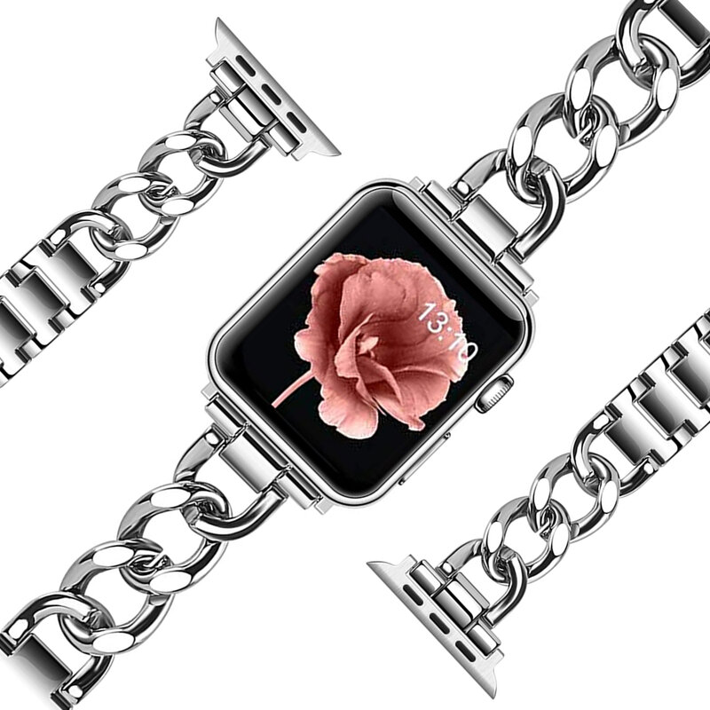Para a corrente apple watch 8 6 se 40mm 44mm 41mm 45mm ultra banda pulseira de aço inoxidável iwatch 7/6/5/4/3 pulseira 38mm 42mm