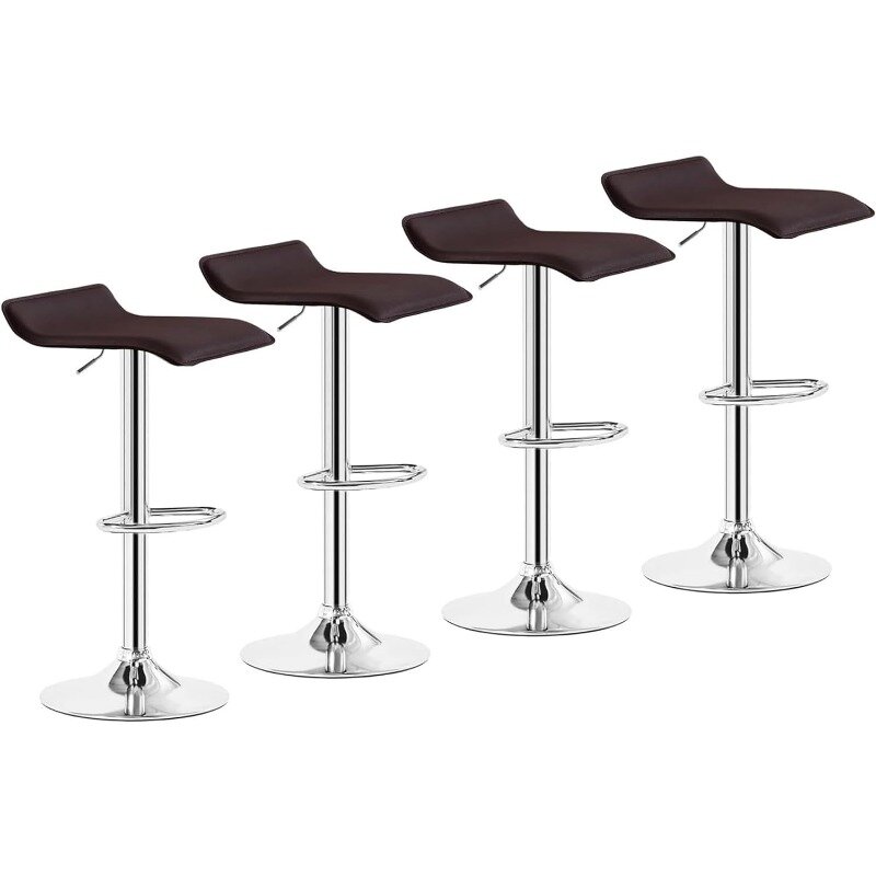 Bar Stools Set of 4, Armless Adjustable Swivel Barstools, Modern Backless Counter Height Stools for Kitchen, Island, Bar,