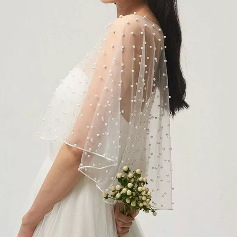 Pearl Beads Cape Shrugs Wedding Dress for Jacket Shawl Accessories for Bride
