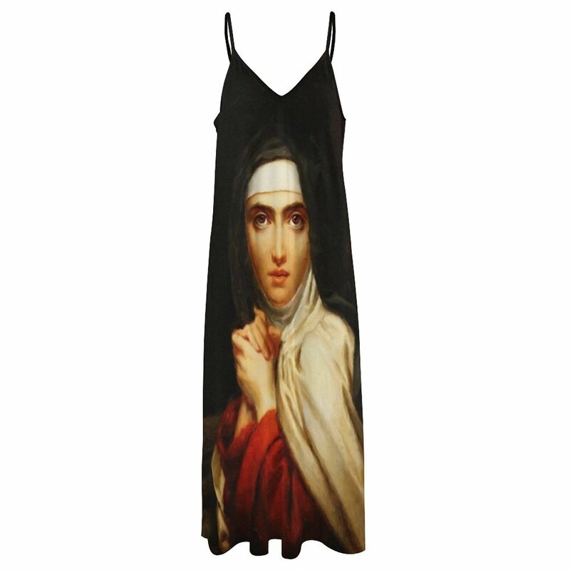 Платье без рукавов с изображением Святой Терезы авилы, женская одежда, Новинка лета 2024, платья для женщин 2024
