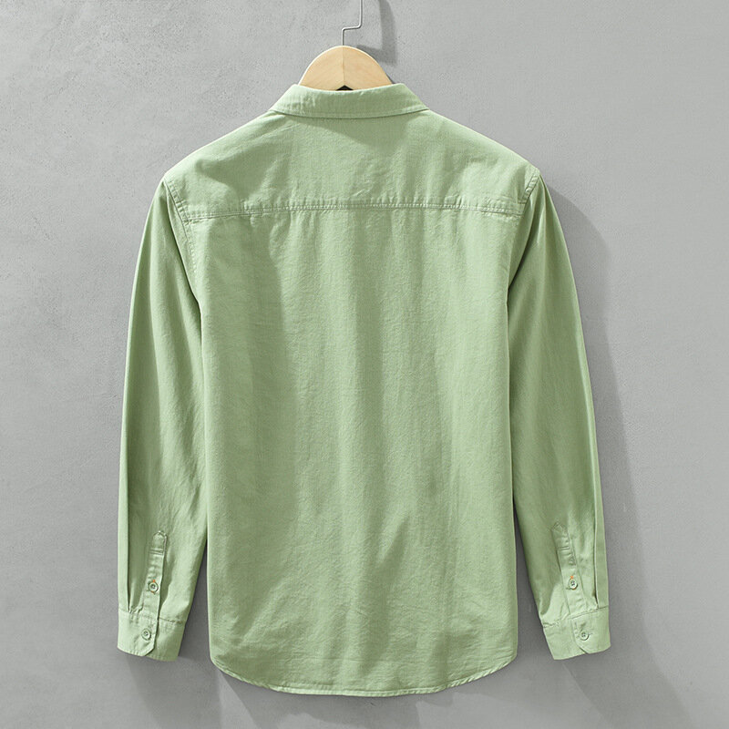 Chemise décontractée à manches longues pour hommes, chemise polyvalente de style japonais simple à la mode, manteau en coton 100%