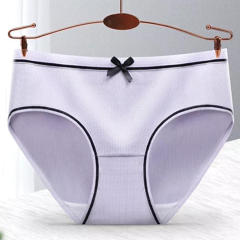 Ladies Cotton Underwear Panties Girls Sexy Seamless Antibacterial Crotch Breathable Briefs Mid-waist Large Size Women's Panties