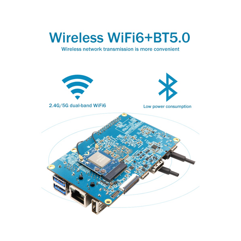 สำหรับ ORANGE Pi 5บอร์ดพัฒนา Wi-Fi6 + โมดูล BT5.0 RK3588S โมดูลบอร์ดพัฒนาโปรเซสเซอร์8 core 64บิต