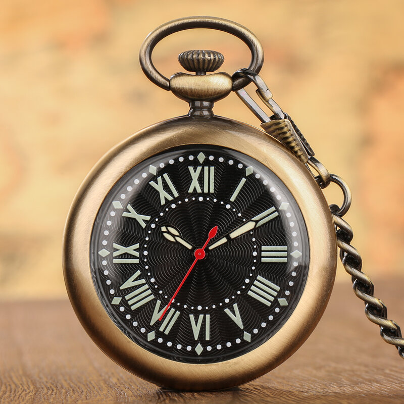 นาฬิกาข้อมือควอทซ์สีบรอนซ์แบบเปิดหน้าเรียบสไตล์วินเทจพร้อมด้วยตะขอขนาด38ซม. นาฬิกาสร้อยคอวินเทจแบบโบราณ