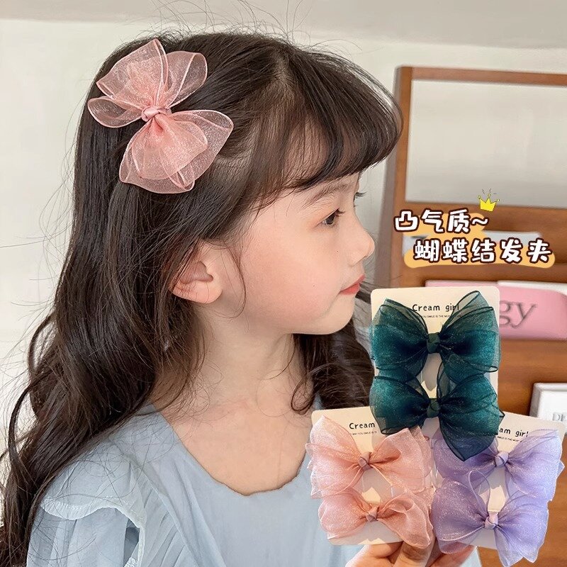 New Spring/Summer Dopamine Bow Children's Hair Clip Cute Girl Ball Head Duck Mouth Clip Hair Accessories Princess Hair Clip
