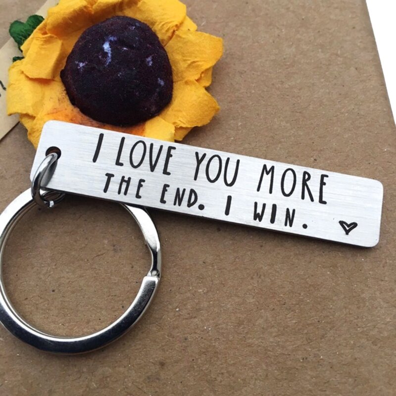 I lOVE More The End Engraved Couple Keyring Charm for Birthday Christmas Gift